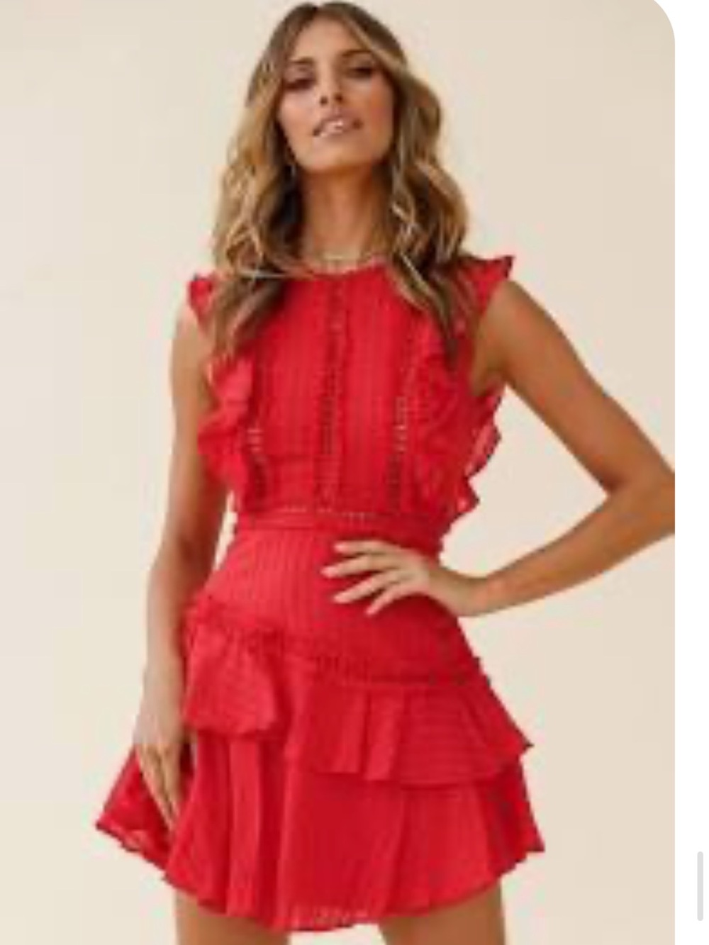 Women’s Red Ruffle Tiered Dress
